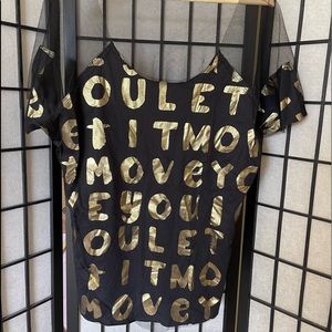 Zumba Convention EXCLUSIVE Black & Gold Mesh Top, Size L